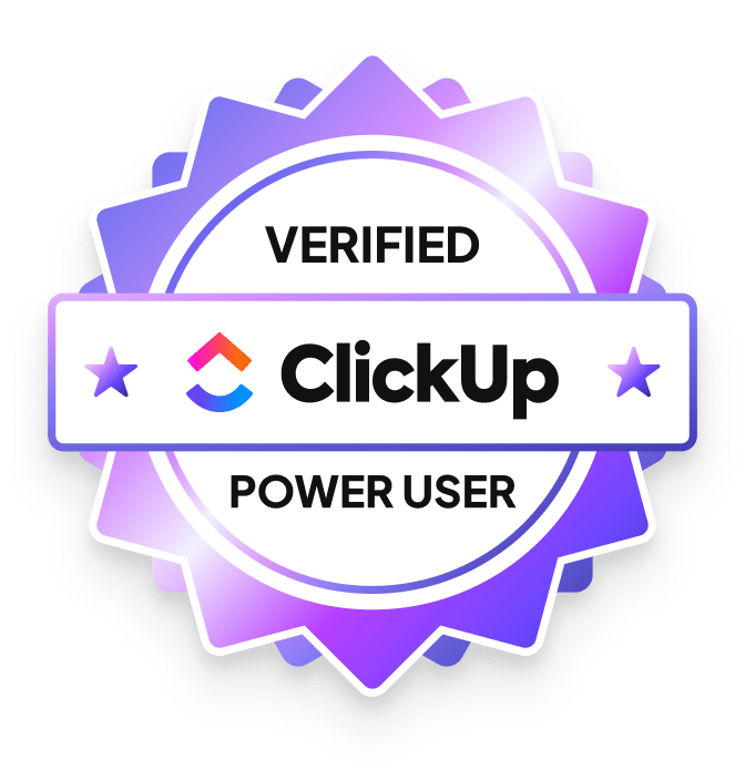 Badge ClickUp Power User vérifié